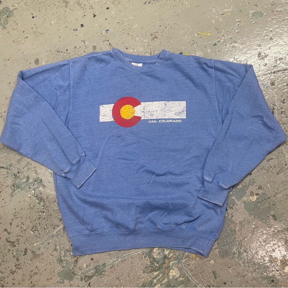 Vintage Colorado Crewneck Sweatshirt Vail Colorado Flag Graphic M